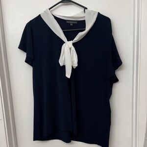 Elegant Navy and White Women's Top